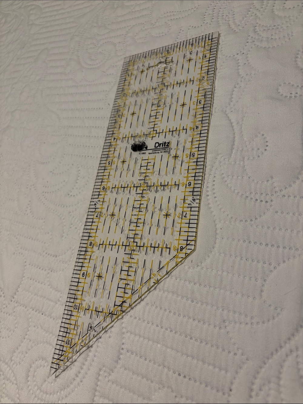 Clear Quilting Ruler - White and Yellow